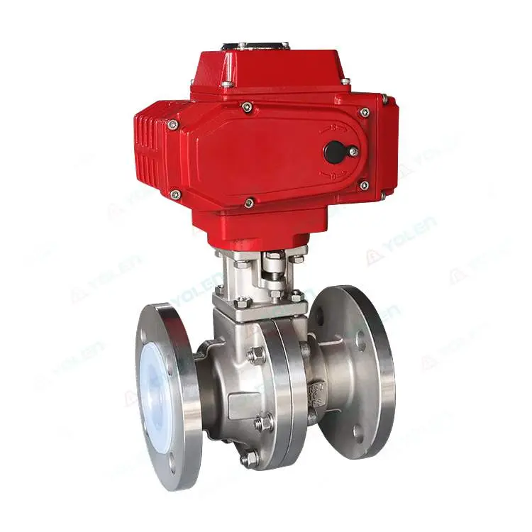 Q941 electric fluorine-lined flange ball valve