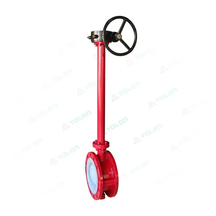 DC341 fluorine-lined lengthened rod flange butterfly valve