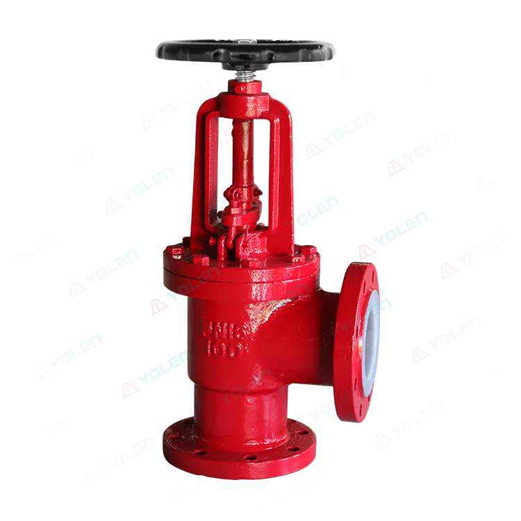 J44 fluorine-coated angle-type stop valve