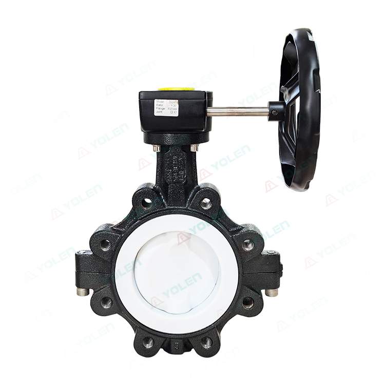 Manual flanged fluorine-coated butterfly valve