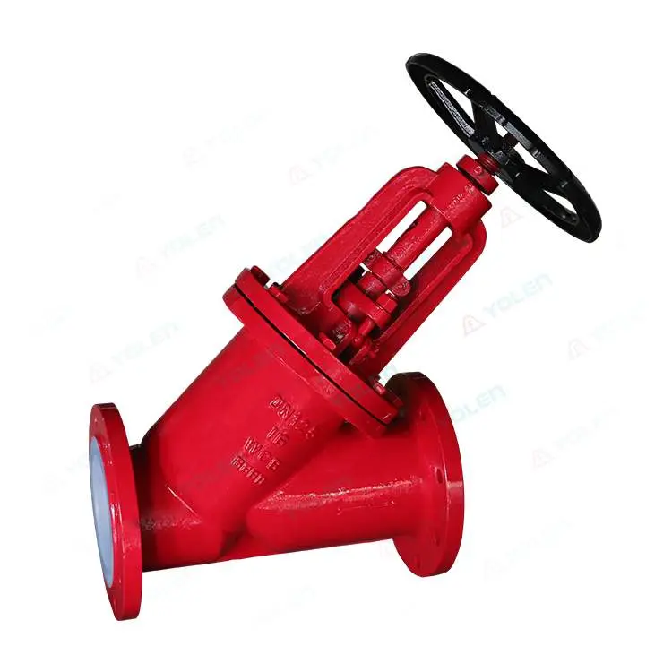 J45 fluorine-coated direct-flow stop valve