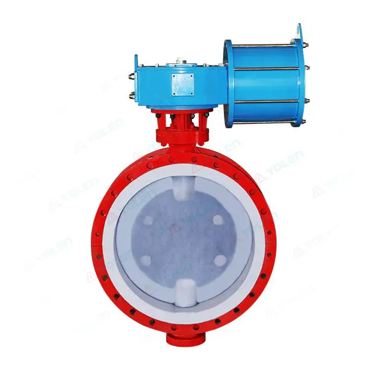 D641 pneumatic fluorine-lined flange butterfly valve