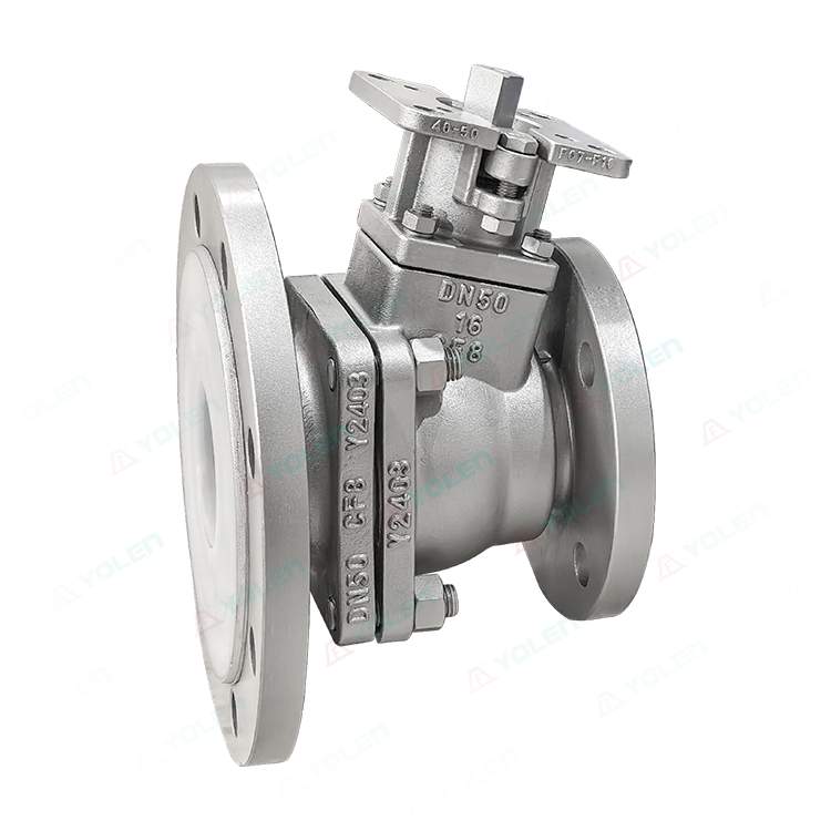 Fluorine-coated inclined rod discharge ball valve
