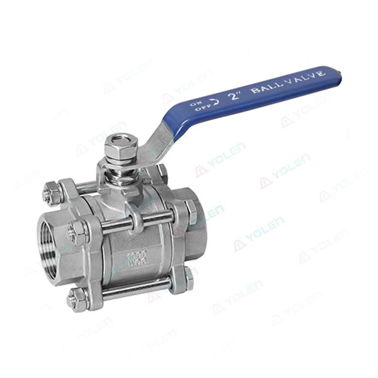 Three-piece threaded ball valve