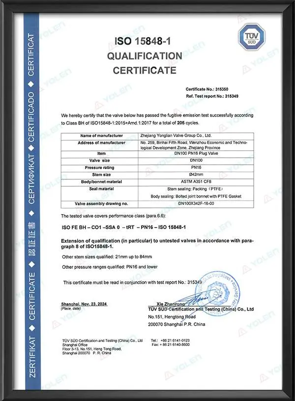 Valve plug low leakage test report