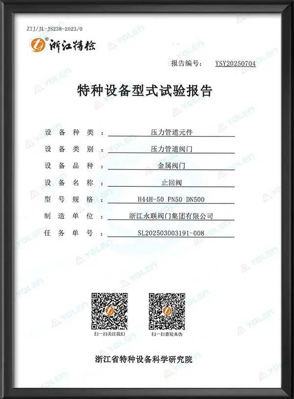 Check Valve Special Equipment Type Test Report