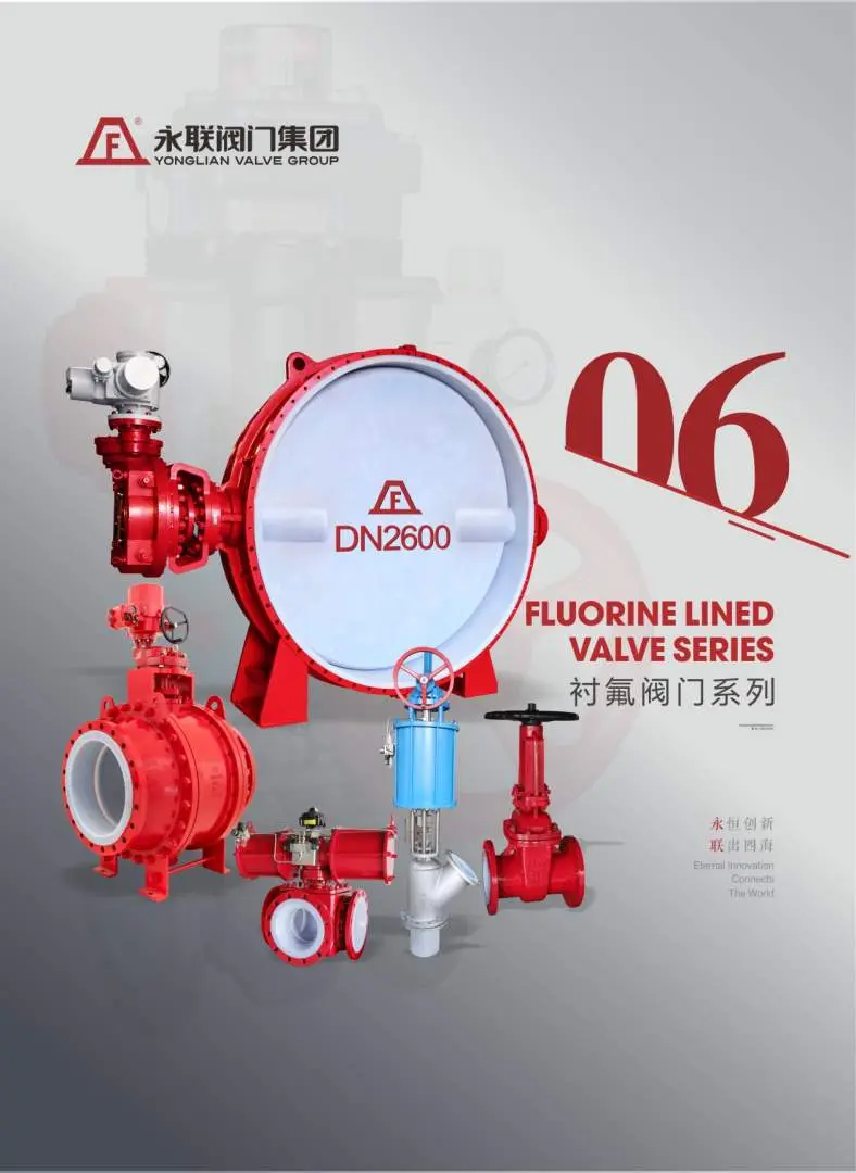 Fluorine-lined valve series